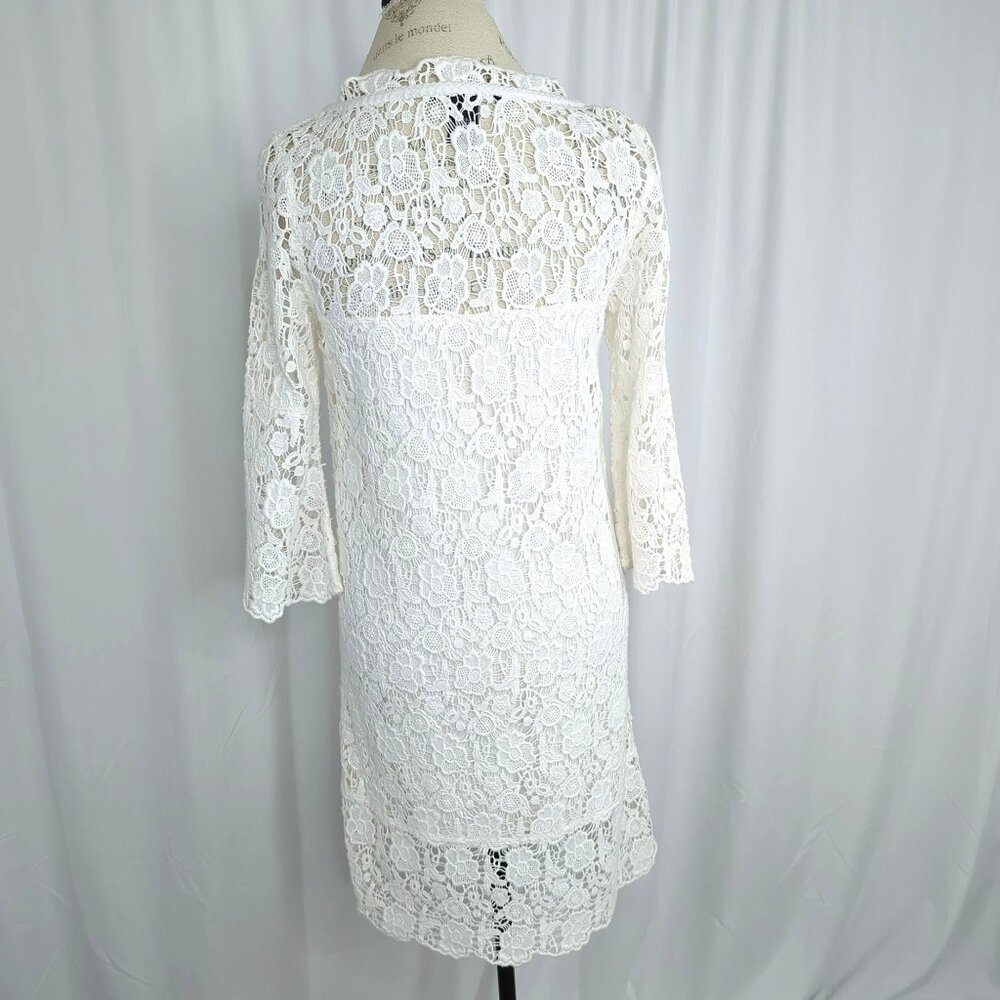 Diane Von Furstenberg DVF White Dress 4 Small  Bridal Lace Crochet Boho - Picture 6 of 10